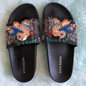 Steve Madden Bird Embellished Beaded Slides